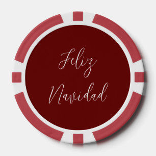 Feliz Navidad Red Merry-kerstscript Poker Chips