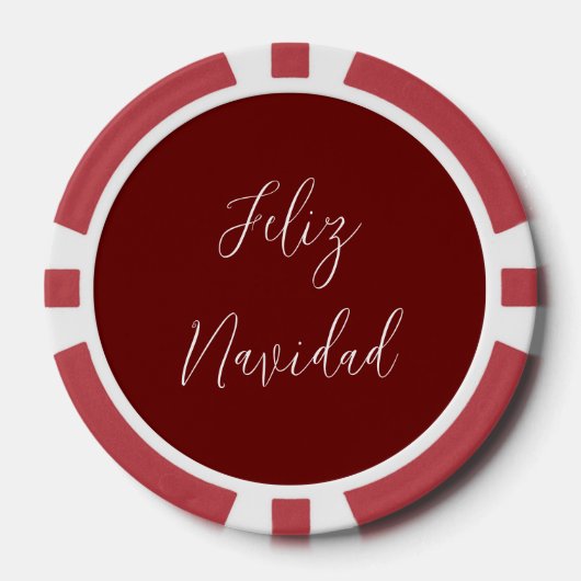 Feliz Navidad Red Merry-kerstscript Poker Chips (Voorkant)