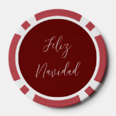 Feliz Navidad Red Merry-kerstscript Poker Chips (Achterkant)