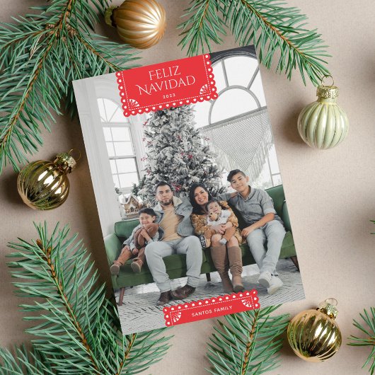 Feliz Navidad Red Ribbon Feestdagenkaart