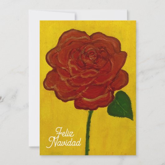 Feliz Navidad Red Rose Painted Feestdagenkaart (Voorkant)