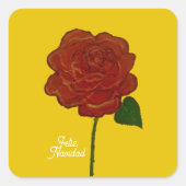 Feliz Navidad Red Rose Painted Vierkante Sticker (Voorkant)