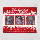 Feliz Navidad Red Snowflake 3 Foto's Briefkaart (Voorkant)