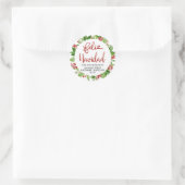 Feliz Navidad Red Waterverf Holly Wreath Ronde Sticker (Tas)