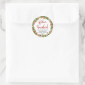 Feliz Navidad Red Waterverf Holly Wreath Ronde Sticker (Tas)