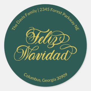 Feliz Navidad Retouradres Ronde Sticker