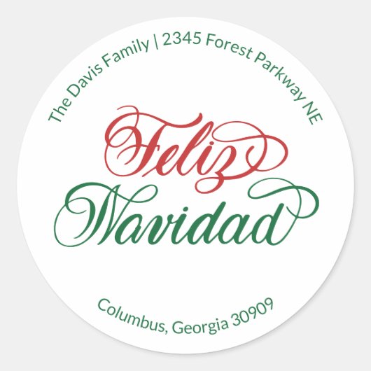 Feliz Navidad Retouradres Sticker (Voorkant)