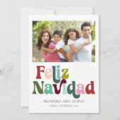 Feliz Navidad Retro Photo Spanish Christmas Card  Feestdagenkaart (Voorkant)