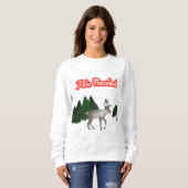 Feliz Navidad Retro Rood Neus Rendier Schilderij Trui (Voorkant volledig)