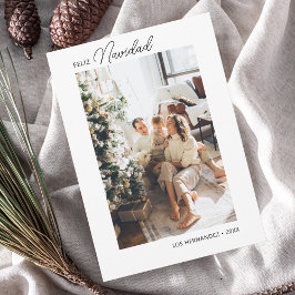 Feliz Navidad Retro Script Foto Vakantie Kaart