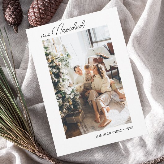 Feliz Navidad Retro Script Foto Vakantie Kaart