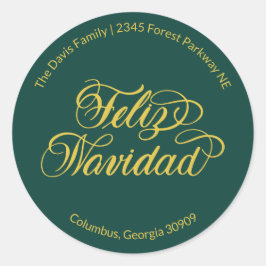 Feliz Navidad Return Address Ronde Sticker