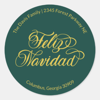 Feliz Navidad Return Address Ronde Sticker