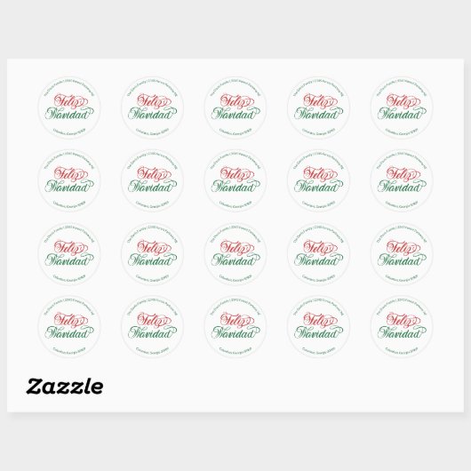 Feliz Navidad Return Address Sticker  (Vel)