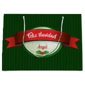 Feliz Navidad Ribbon Groot Cadeauzakje (Voorkant)