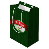 Feliz Navidad Ribbon Medium Cadeauzakje (Voorkant Gekanteld)