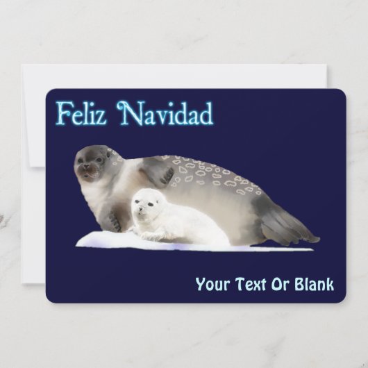 Feliz Navidad - Ringed zegel Feestdagenkaart (Voorkant)