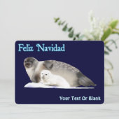 Feliz Navidad - Ringed zegel Feestdagenkaart (Staand voorkant)