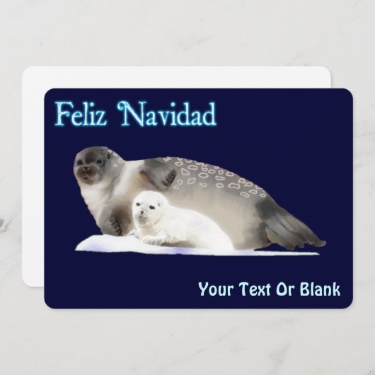 Feliz Navidad - Ringed zegel Feestdagenkaart (Voorkant / Achterkant)