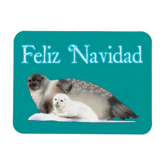 Feliz Navidad - Ringed zegel Magneet (Horizontaal)