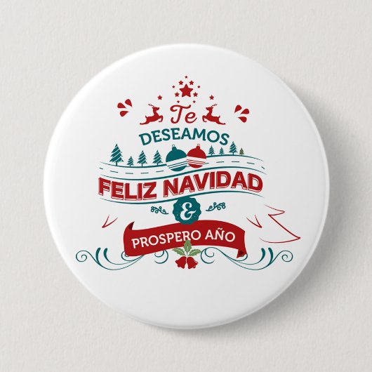 Feliz Navidad ronde knop Button 7,6 Cm (Voorkant)