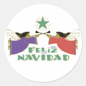 Feliz Navidad Ronde Sticker (Voorkant)