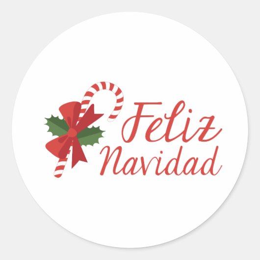 Feliz Navidad Ronde Sticker (Voorkant)