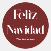 feliz navidad ronde sticker (Voorkant)