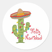 Feliz Navidad Ronde Sticker (Voorkant)
