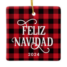 Feliz Navidad Rood Buffalo Geruite Gezinsfoto
