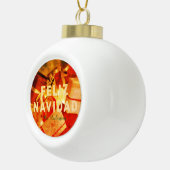 Feliz Navidad Rood Goud Groen Elegant Kerstmis Keramische Bal Ornament (Rechts)
