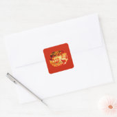 Feliz Navidad Rood Goud Modern Vrolijk Kerstfeest Vierkante Sticker (Envelop)