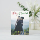 Feliz Navidad Rood Groen Kerstmis Foto Spaans Feestdagenkaart (Staand voorkant)