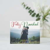 Feliz Navidad Rood Groen Script Foto Spaans Feestdagenkaart (Staand voorkant)