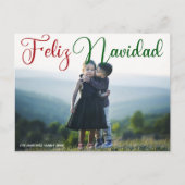 Feliz Navidad Rood Groen Script Foto Spaans Feestdagenkaart (Voorkant)