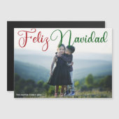 Feliz Navidad Rood Groen Script Kinder Fotomagneet (Voorkant / Achterkant)