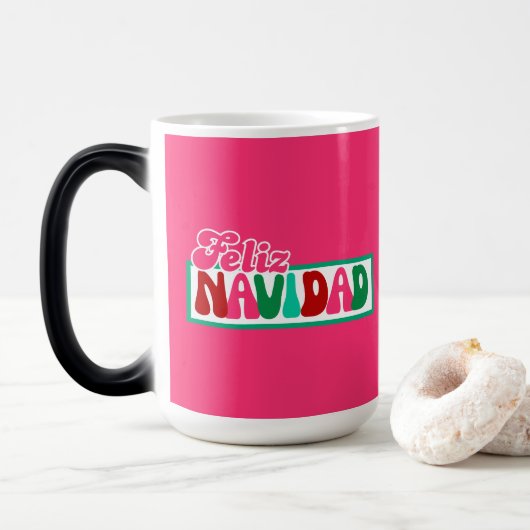 Feliz Navidad - Roze Morphing Magische Mok (Met donut)
