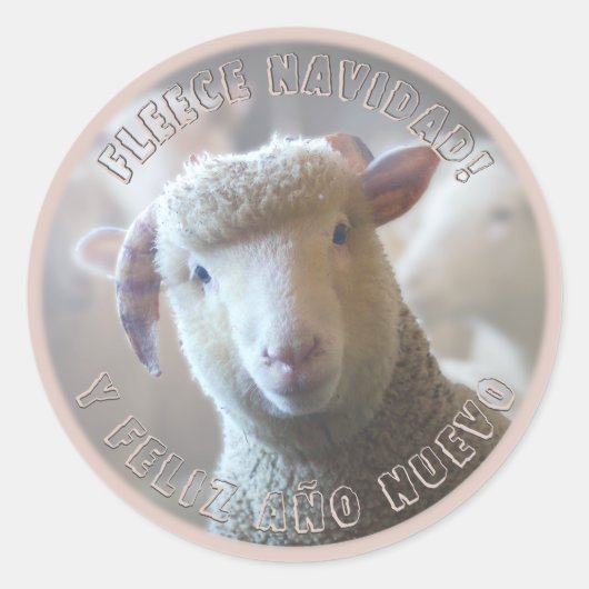 Feliz Navidad Roze Schaap Kerstmis Envelope Seal Ronde Sticker (Voorkant)