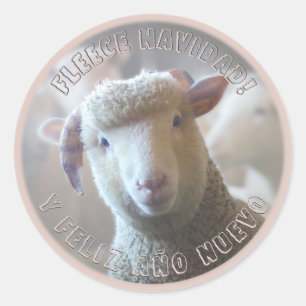 Feliz Navidad Roze Schaap Kerstmis Envelope Seal Ronde Sticker