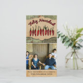 Feliz Navidad Rustic Red Pepper Foto Kerstmis Feestdagenkaart (Staand voorkant)