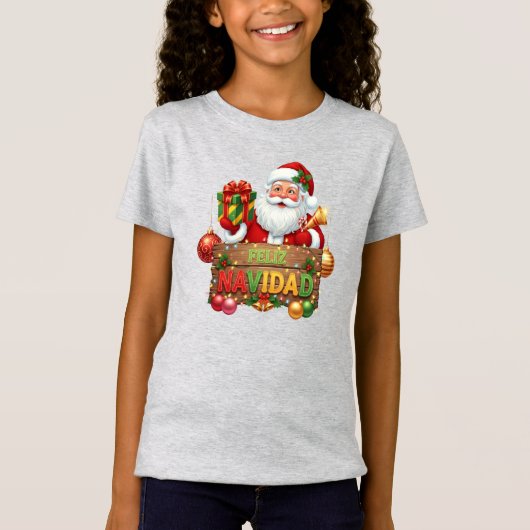 Feliz Navidad Santa Christmas T-shirt (Voorkant)