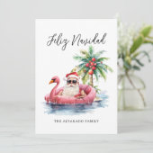 Feliz Navidad Santa Claus Beach Kerstmis Feestdagenkaart (Staand voorkant)
