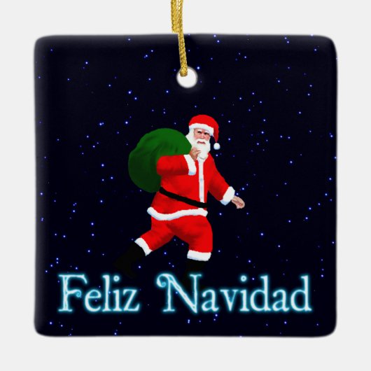 Feliz Navidad - Santa Claus Keramisch Ornament (Voorkant)
