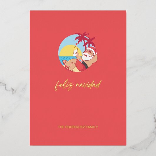 Feliz Navidad Santa Holiday Kaart (Voorkant)