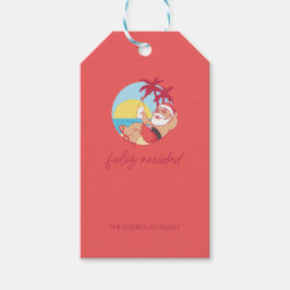 Feliz Navidad Santa Holiday Kaart Cadeaulabel