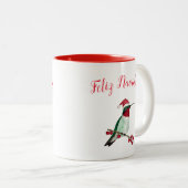 Feliz Navidad Santa Hummingbird Tweekleurige Koffiemok (Voorkant rechts)