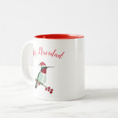 Feliz Navidad Santa Hummingbird Tweekleurige Koffiemok (Voorkant links)