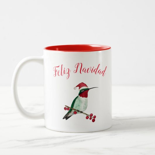 Feliz Navidad Santa Hummingbird Tweekleurige Koffiemok (Links)