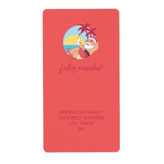 Feliz Navidad Santa Return-adreslabel Etiket (Voorkant)
