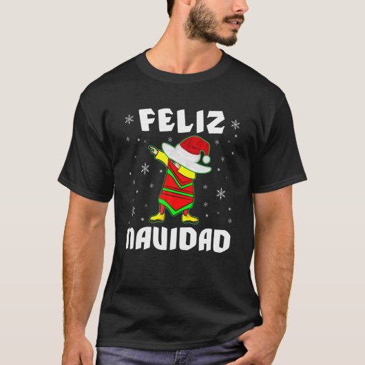 Feliz Navidad Santa Sombrero Mexican Dabbing Famil T-shirt (Voorkant)